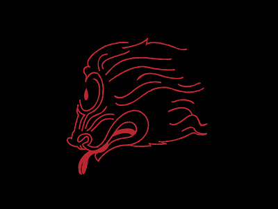 Yokai. animal beast black icon japanese monster red