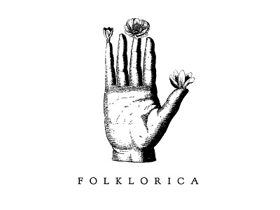 Folklorica. botanicals engraving flower hand identity illustration logo