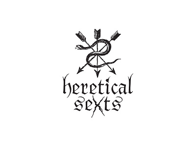 Heretical Sexts. arrows black and white heretical identity logo snake