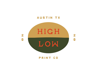 High Low Print Co. branding high low logo printmaking texas