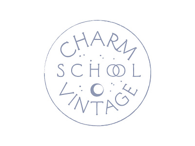 Charm School Vintage Final. brand circle logos forever identity logo moon space stamp stars