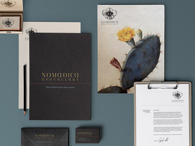 Nomadica Stationery. branding cacti eye flower mock up stationery