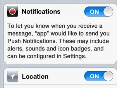 iOS 6 concept mockup for scalable permissions settings