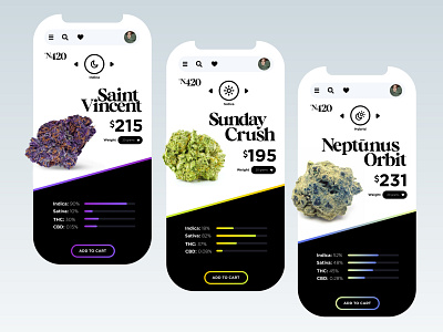 Cannabis App Mobile UI Design