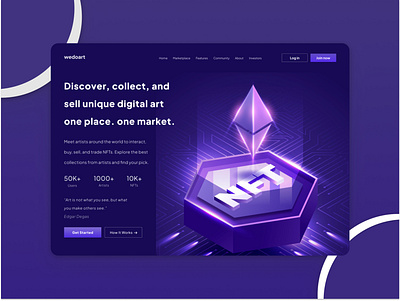 NFT Marketplace Landing Page app design art crypto design figma figma design landing landing page mockup nft nft page nfts ui ui design visual design web web design web page webdesign webscreen