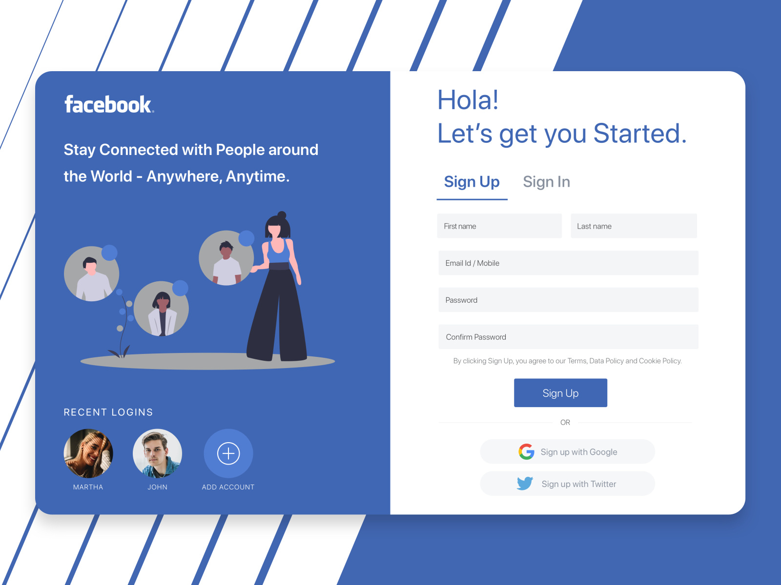 Facebook Sign Up Page - Daily UI by Kaushik Subramaniam on Dribbble