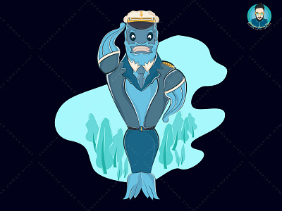 Captain Fish Illustration captain fish captain fish digital art captain fish illustration cptain fish mascot logo digital illustration fish fish mascot logo fishes illustraion