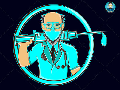 Crazy Doctor Mascot Logo Illustration