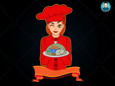 Female chef mascot logo