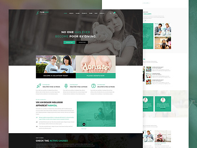 Charity Crowdfunding & Volunteers PSD Template charity charity water church church design donate fundraising kids ngo non profit school volunteers