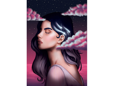 Space Girl: Shooting Star art digital art digital drawing digital illustration digital portrait drawing illustration