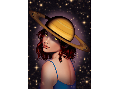 Space Girl - Saturn art digital art digital drawing digital illustration digital portrait drawing illustration