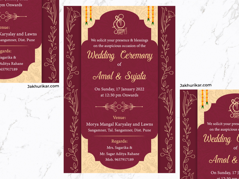 Marriage Invitation Card Format In English Wedding invite make by Jakhurikar on Dribbble