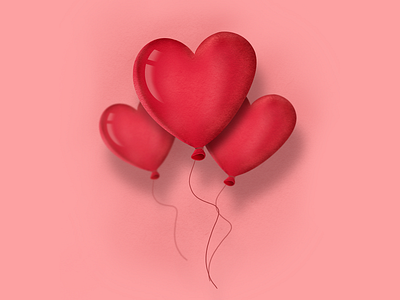 Happy Valentine 💕 (Valentines Dribbble Rebound) balloons hearts illustration ipadpro love procreateapp valentine valentine day