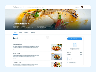 Online Ordering Concept animation checkout chef desktop food food app online ordering principle prototype restaurant ui ux wizard