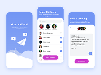 Greet And Send mobile app design mobile ui