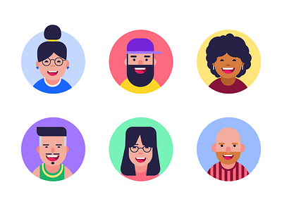 Characters avatar design avatardesign avatars characters design colors community design faces illustration people smile
