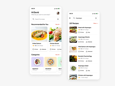 Food Recipe App app categories chicken delivery feed food home mobile recipe salmon search ui