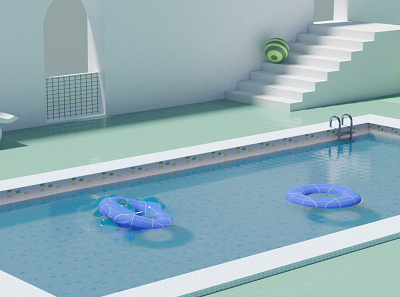swimming pool 3d animation blender camera cycle design graphic design illustration motion graphics pool render sensor