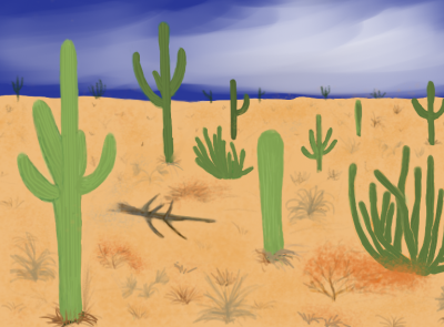 Arizona arizona bur cactus desert heat illustration landscape nature sand swelter wildwest