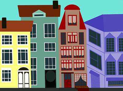 town amsterdam door illustration london roof town window