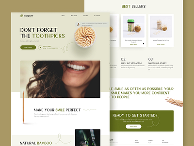 Toothpicks Website Design design landing page main screen toothpick typography ui