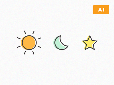 Free Heavenly Bodies Icons freebie heaven heavenly icons line icons moon simple sky star sun
