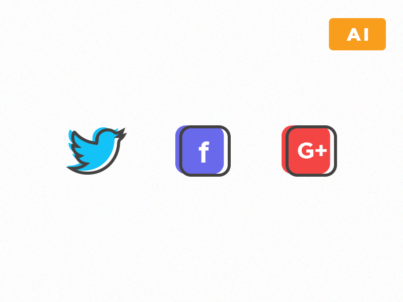 Free Social Network Icons ai color freebie vector google facebook twitter icons line social