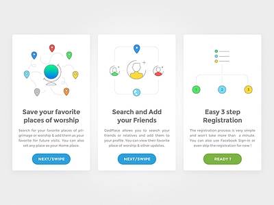 Welcome Screen Swipes app illustration introduction ios onboarding religious swipe welcome worship