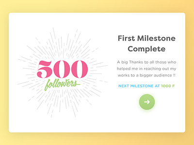 500 Followers Milestone 500 achievement audience card dribbble followers illustration milestone sunburst ui