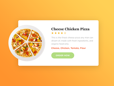 Food UI Card card cheese chicken delivery food ingredients kitchen modular order pizza plate ui