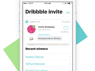 1 Free Dribbble Invite 🏀 debut draft dribbble giveaway invitation invite ios ios10 iphone iphone7 matteo ticket
