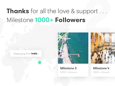 1000+ Followers Milestone 1000 cards dribbble follow followers india map milestone thanks thankyou world