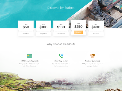 Discover By Budget activity budget cards cost experience features feed headout homepage module price travel