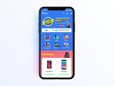 Flipkart Big Billion Homepage Ideation big bigbilliondays billion ecommerce festive flipkart homepage iphone 10 iphonex mockup sale shopping