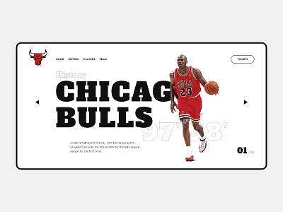 Chicago Bulls History Concept Shot bulls chicago chicago bulls design minimal typography ui web web design website