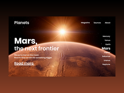 Planets landing page