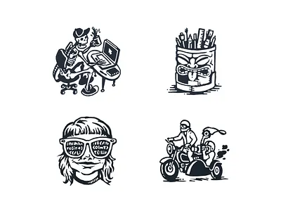 Underbelly Illustration Series beach black white bottle design illustration ink motion motorcycle skeleton stickers surf underbelly