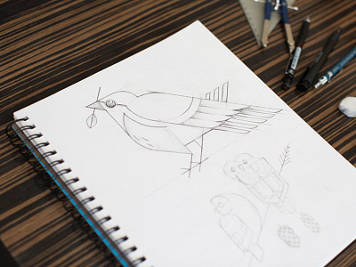 Graphite Blue Bird animal art bird illustration sketch sketchbook underbelly vector wip