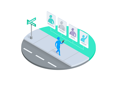 Spot Illustration On-The-Go connect human illustration isometric mobile simple simplified spot street vector