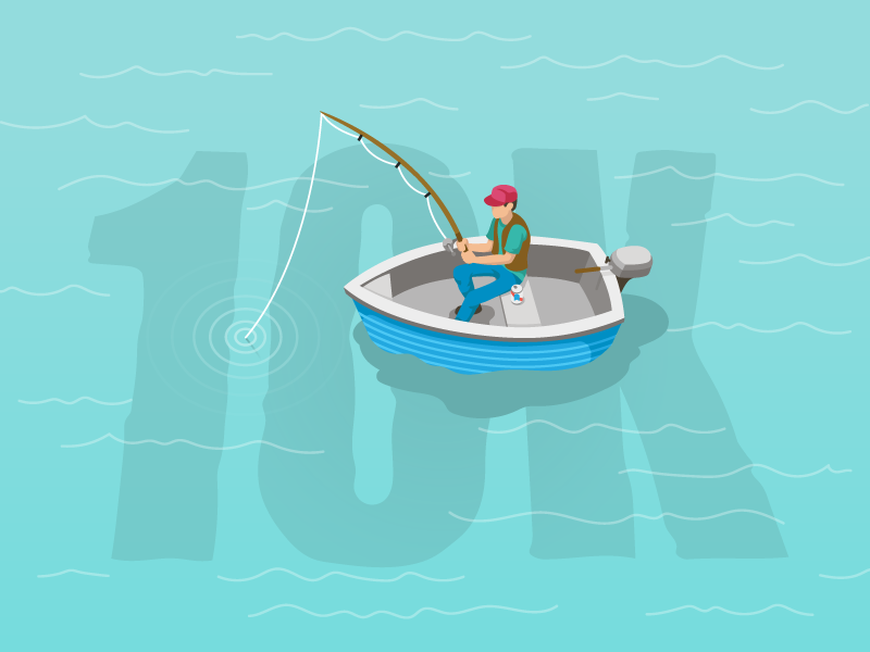 10K, What a Catch! beer water blue illustrator vector illustration 1000 10k boat fisherman fishing