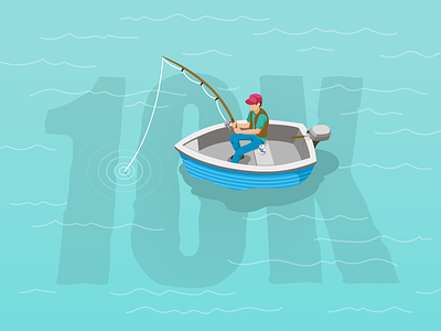 10K, What a Catch! 1000 10k beer blue boat fisherman fishing illustration illustrator vector water