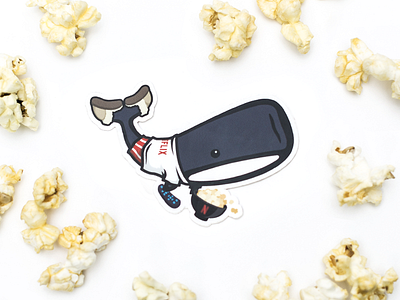 Netflix Monstro Dribbble chill illustration mascot monstro netflix pajamas popcorn slippers sticker whale