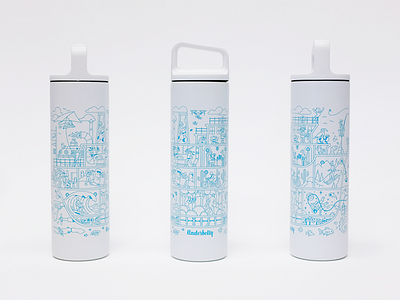 The S.S. Monstro Bottle blue bottle funny gift illustration line work miir monstro packaging ship