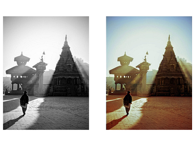Coloring old photo of Bhaktapur deoldify photoshop recoloring reconstruction retouching