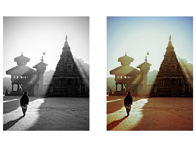 Coloring old photo of Bhaktapur