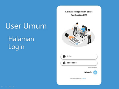 Halaman Login Design Aplikasi Pengurusan KTP