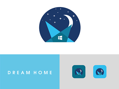 Dream home Logo Design abatact app blue design flat home icon illustration logo minimal ux vector