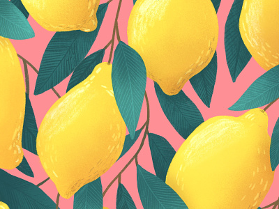 Lemon vibes 2d color colorful design illustration lemon pink procreate procreate app yellow
