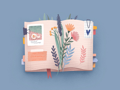 Summer diary 2d book color colorful flowers illustration procreate procreate app summer